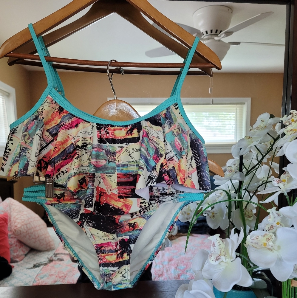 Colorful Beach Print Bikini Set